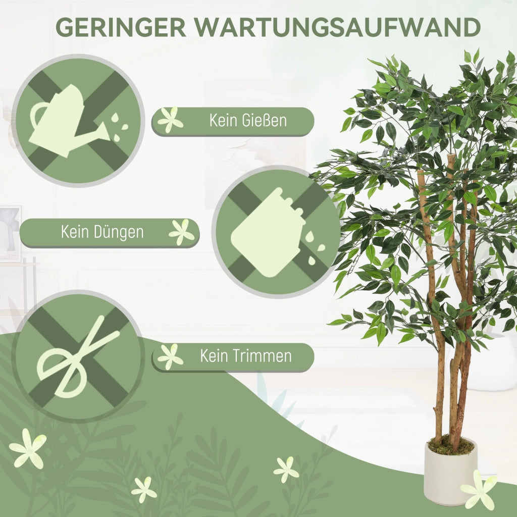 Albero Finto Banyan in Legno Massiccio con Vaso ¨C Minimal ¨C Verde 65x65x150 cm