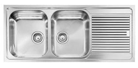 Lavello ZENITH 210 116x50 2 vasche destre+ gocciolatoio ACCIAIO INOX 011227.D1.01.2018