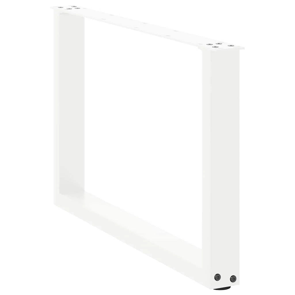 Set di 2 gambe per tavolino a forma di U 70 x 42-43 cm con piedini regolabili stile moderno acciaio bianco 02_0057405