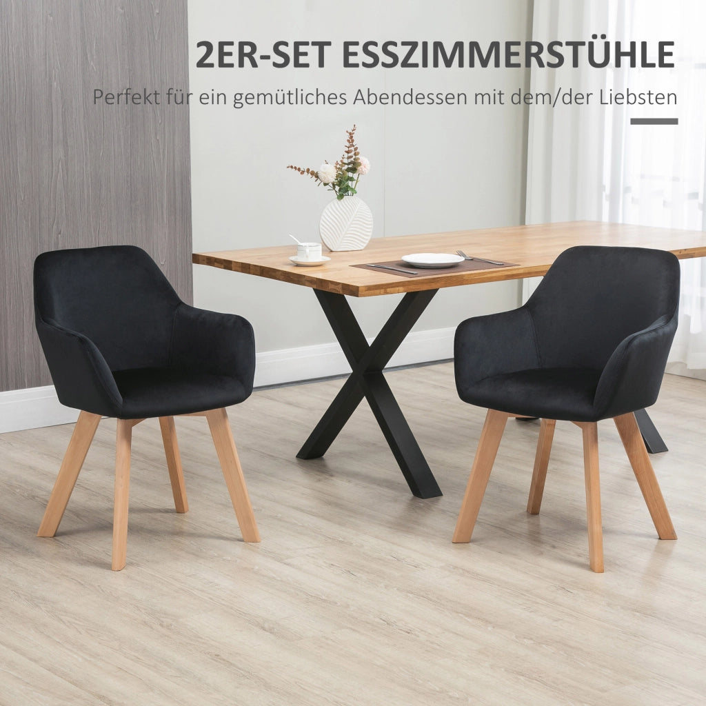 SEDIA da pranzo Set da 2 nero 54x57x80 cm in poliestere e legno