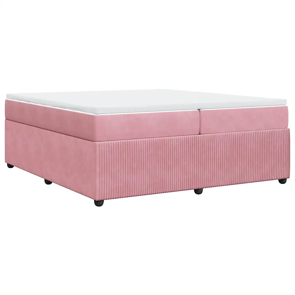 vidaXL Giroletto a Molle con Materasso Rosa 200x200 cm in Velluto