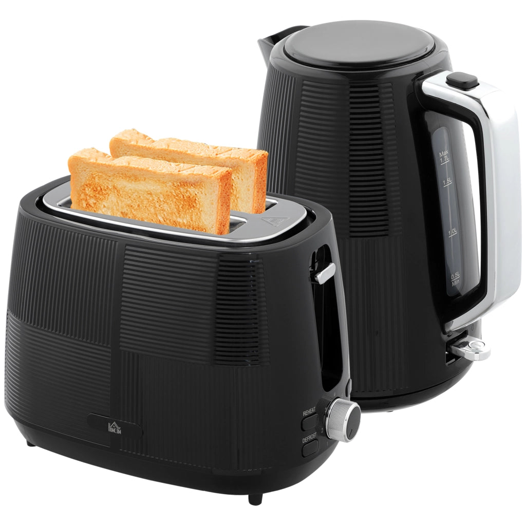 Bollitore e Toaster Set ¨C zephmum ¨C Acciaio Inossidabile, Nero, 1.7 L
