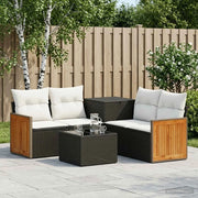 Set di divani 6 pz Nero e Bianco Crema 3447704
