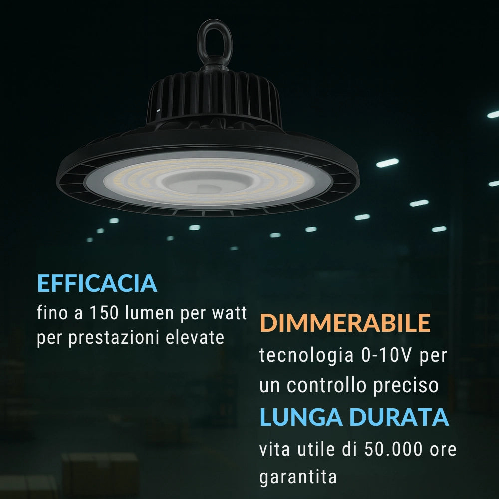Ledme campana ufo led multioptical 100w dimmerabile per illuminazione industriale