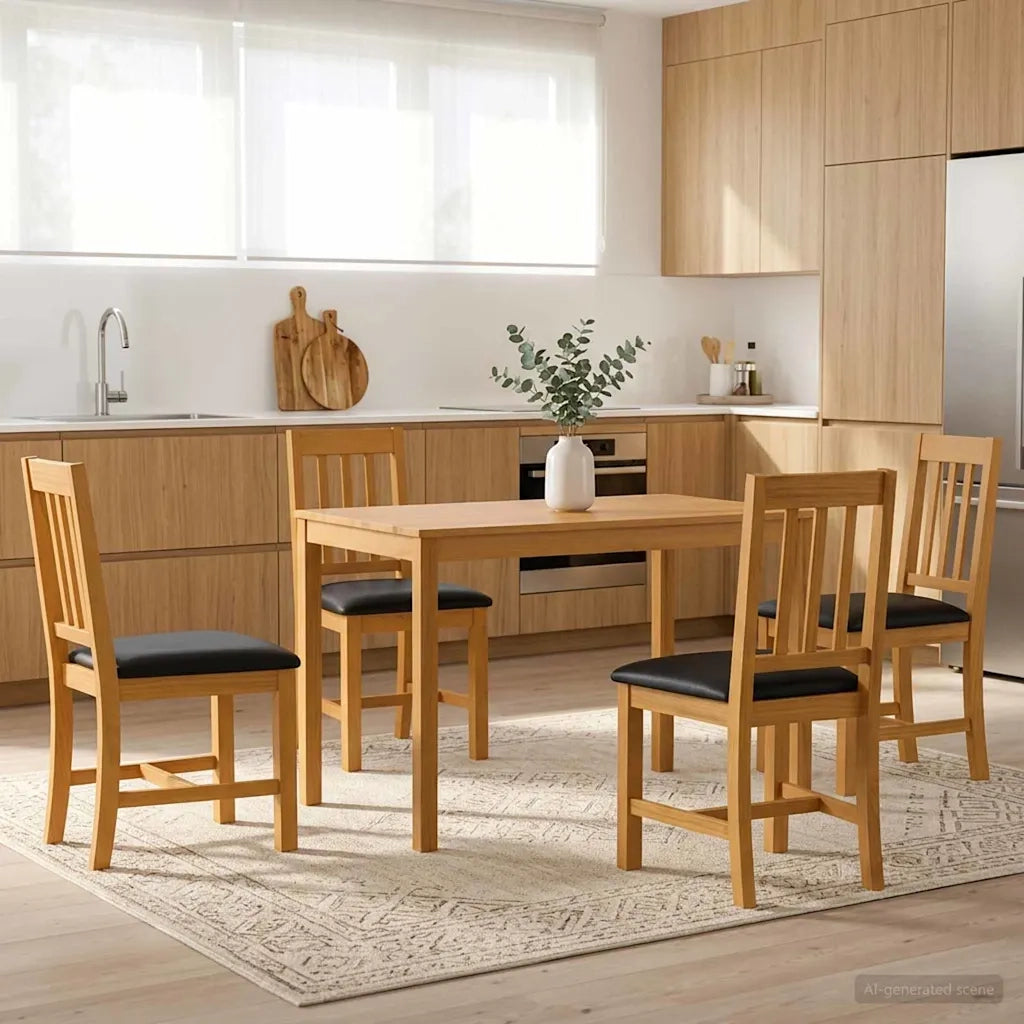 Set da pranzo 5 pz Nero Legno di Quercia Massello 3430237