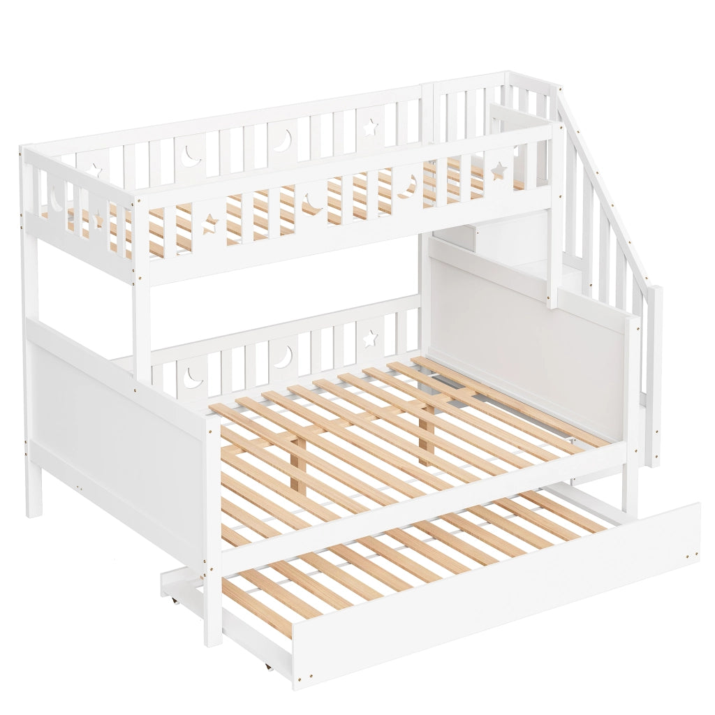 Letto a castello 90 × 200 cm e 140 × 200 cm con scala contenitore; letto estraibile; senza materasso