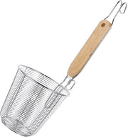 Strumento per la separazione della pasta - Setaccio a doppia funzione - Filtro a doppia funzione in acciaio inossidabile o legno - Cucchiaio per setacciare profondo - Facile da utilizzare - Disegno a rete - Setaccio per asciugatura