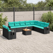 Set Divani da Giardino 11 pz con Cuscini Nero in Polyrattan 3224636