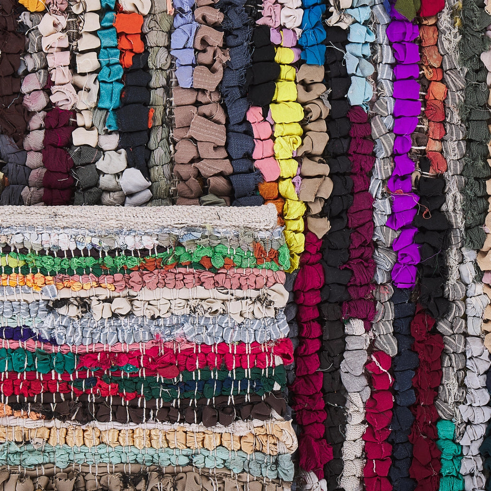 Tappeto di pezza Multicolore con cotone 140 x 200 cm rettangolare intrecciato a mano Boho orientale