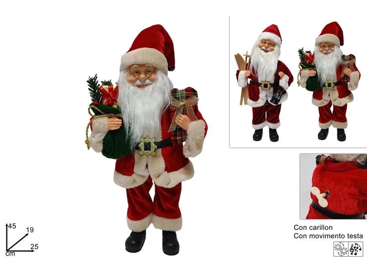 Decorazione Natalizia Babbo Natale Carillon 45 cm