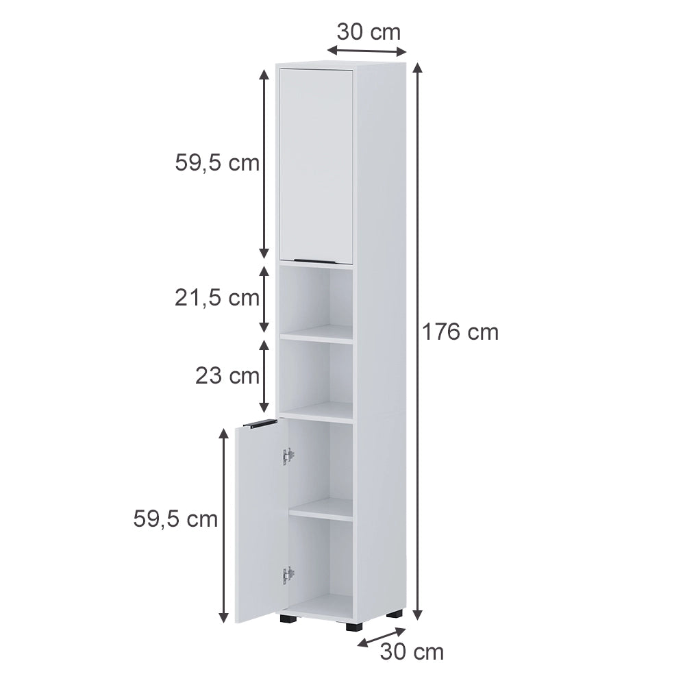 Vicco Armadio per il bagno Bianco 30 x 176 cm con 2 porte