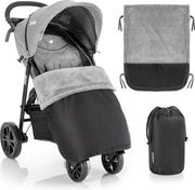 Duvetta per passeggino - Alternativa al copri piede - Universale per passeggino, carrozzina e buggy - Impermeabile 4 stagioni Duvetta in fleece - con tasca per trasporto - Nero/Grigio