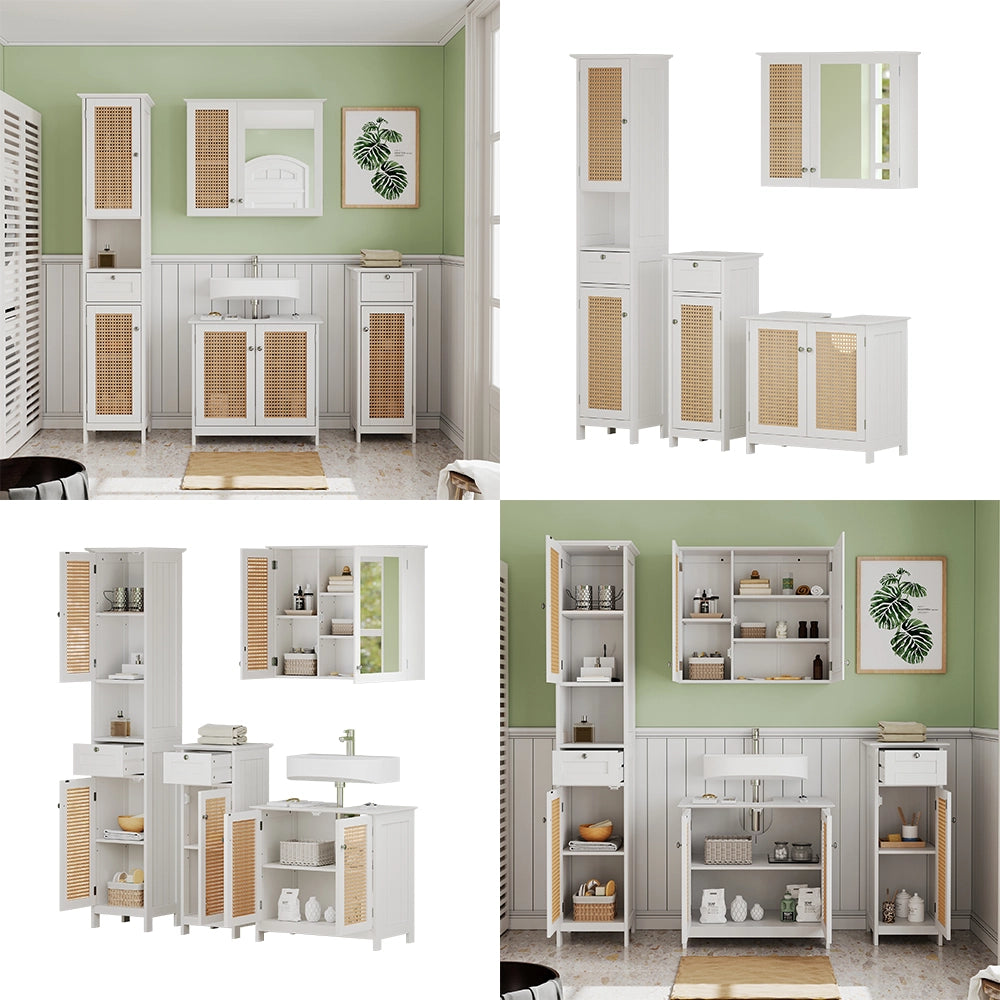 Vicco Set di mobili da bagno Bianco 4 pezzi, con colonna