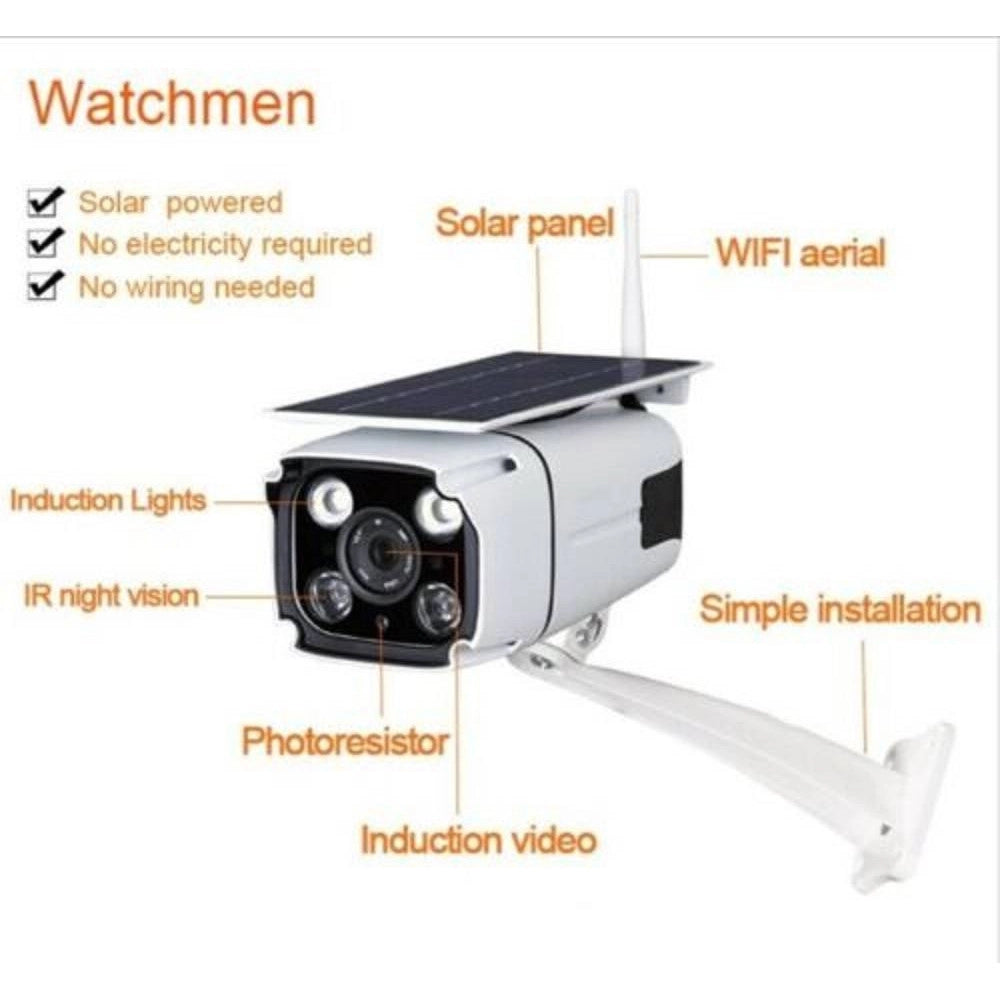 Trade Shop - Telecamera Con Pannello Solare Wifi Da Esterno Ip67 2.0mp Sensore Pir 202 Had -