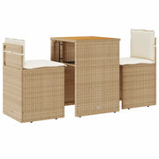 Set da Bistr¨° 3 pz | Set Salotto da Giardino con Cuscini Beige in Polyrattan