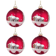 Palle di Natale in Vetro Rossa Decorazione Casa con Neve Palline Addobbi Albero Diametro: 100 mm