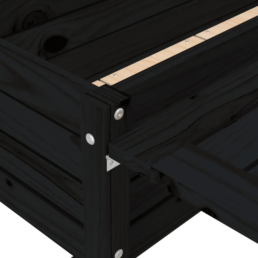 Fioriera rialzata per piante e fiori giardino da terrazza con piano pieghevole legno massello di pino nero 02_0038583