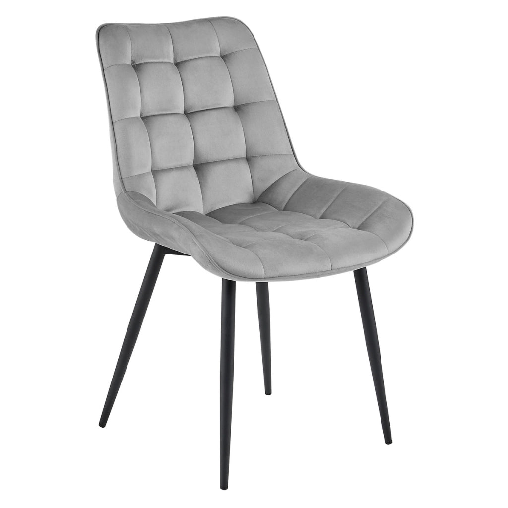 Set di 2 sedie Bera in velluto grigio argento con gambe nere