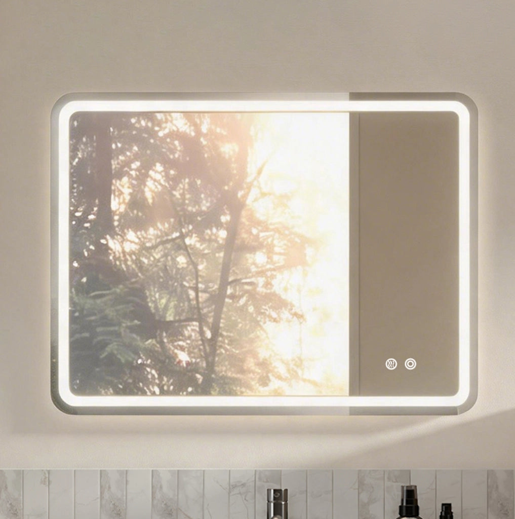 Specchio LED da bagno 80 x 60 cm argento, antiappannamento, touch, dimmerabile