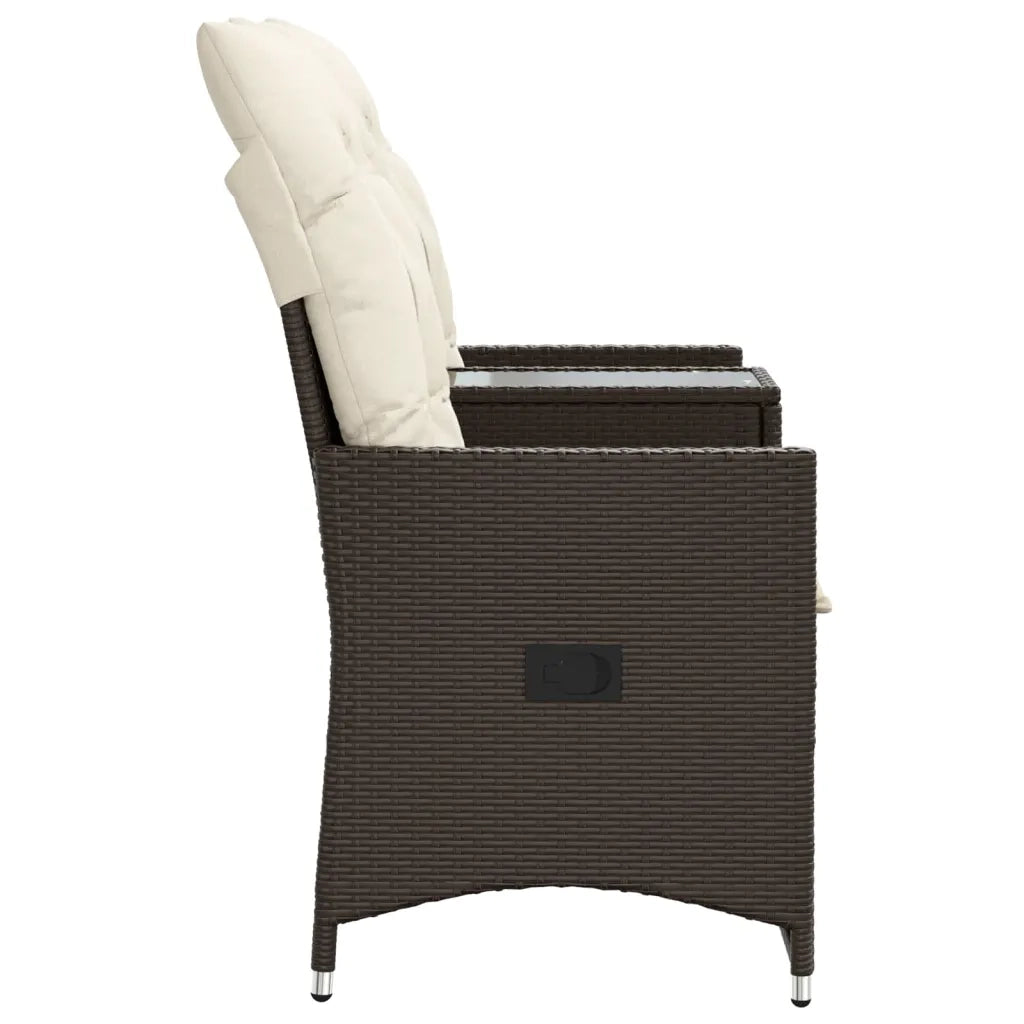 Divano Giardino Reclinabile 2 Posti Tavolino-Sofa da Giardino-Divanetto da esterno Marrone Polyrattan 692308