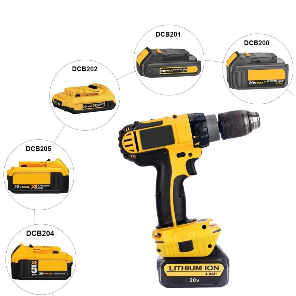 Adattatore per Batteria Dewalt DCA1820 – Compatibile con Utensili 18V NiCad/NiMh e Batterie 20V Li-Ion