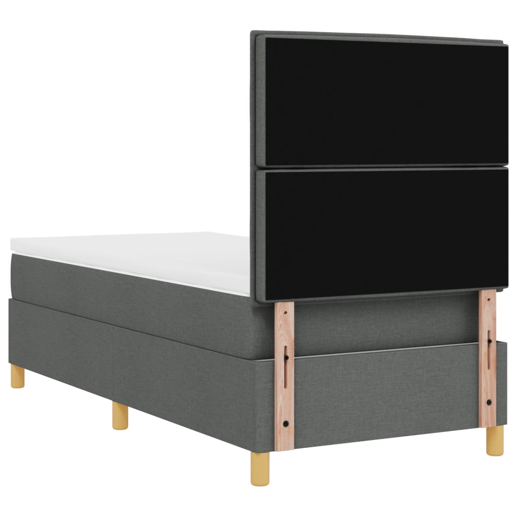 Letto a molle grigio scuro 80x200 cm in tessuto