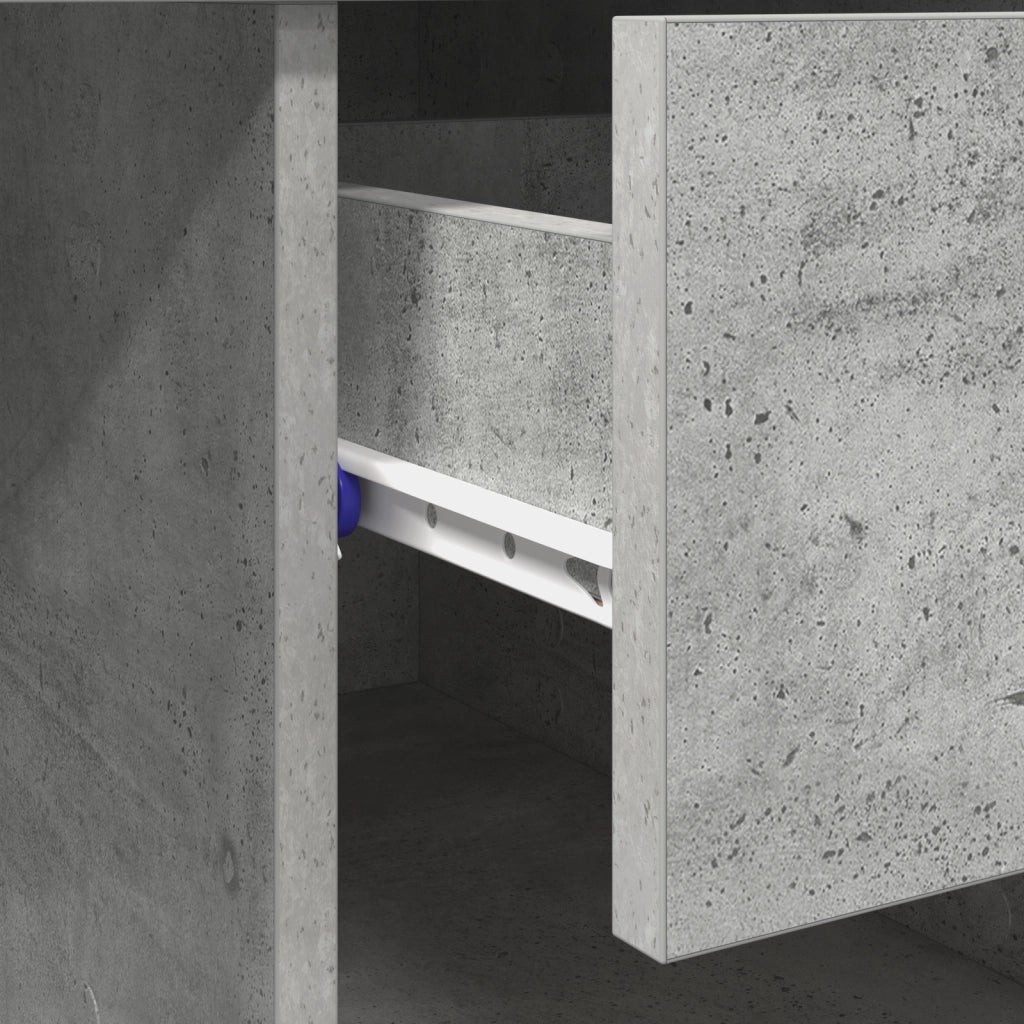 Scrivania con Spazio di Archiviazione Grigio Cemento 90x49.5x75 cm Legno Compresso