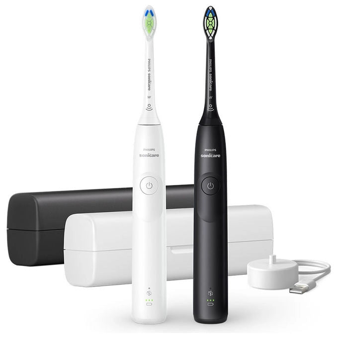 Philips, Spazzolino Elettrico Sonico, 2 Intensita', Sensore Pressione, Bianco e Nero