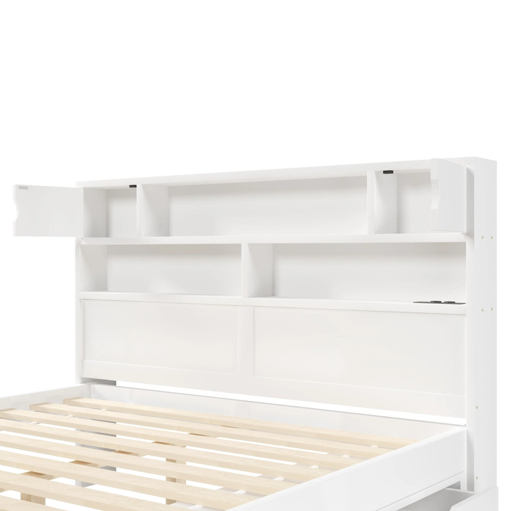 LETTO con 4 cassetti 160x200 cm bianco in MDF e compensato