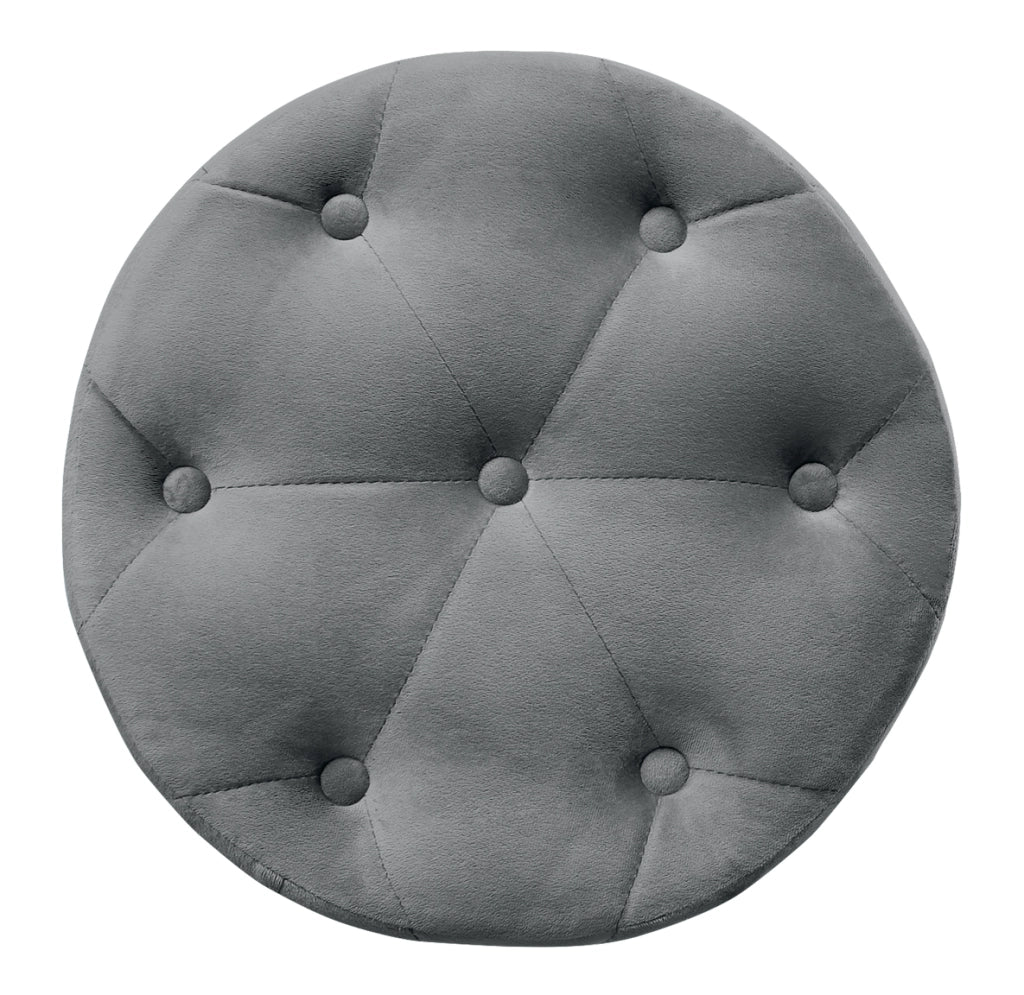 Pouf in velluto capitonné grigio, poggiapiedi - Honey - PO01HO