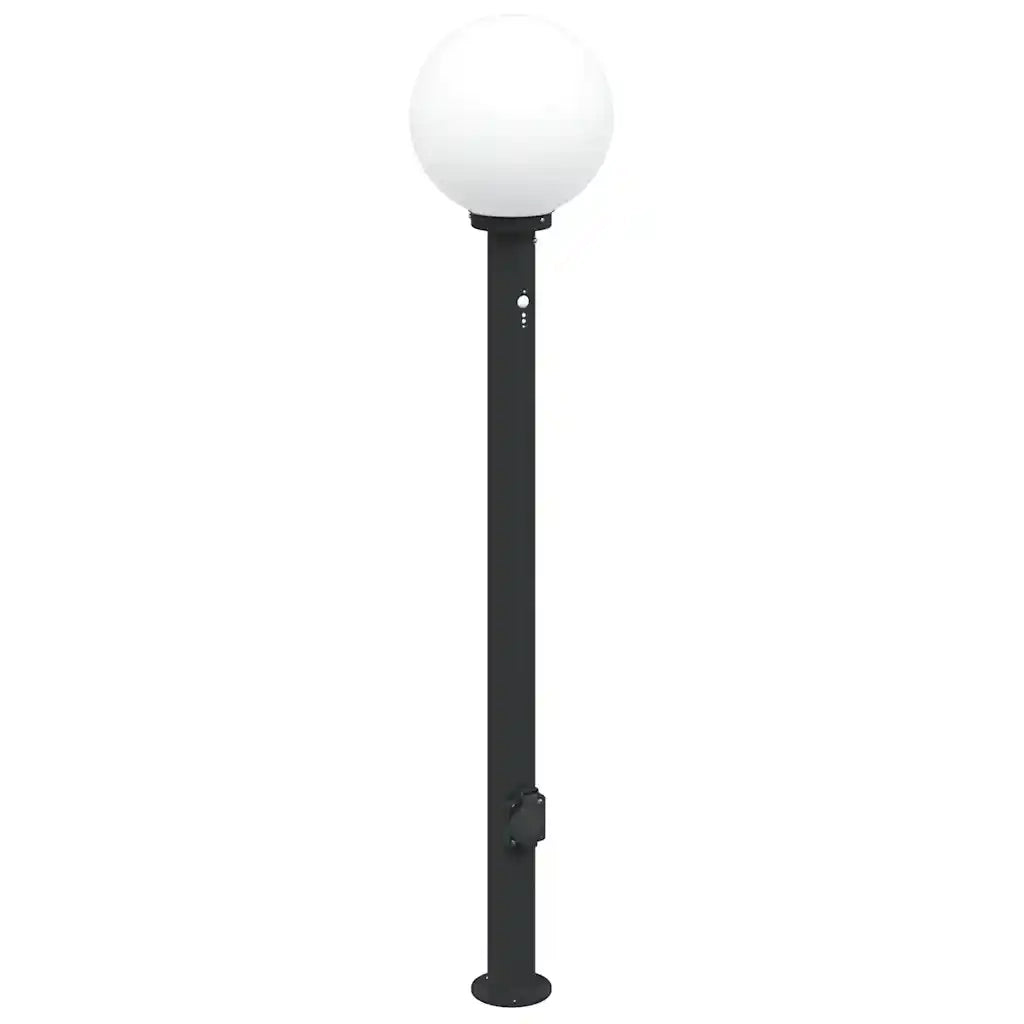 Lampada a paletto con sensore e presa 120 cm Nera IP44 4006125