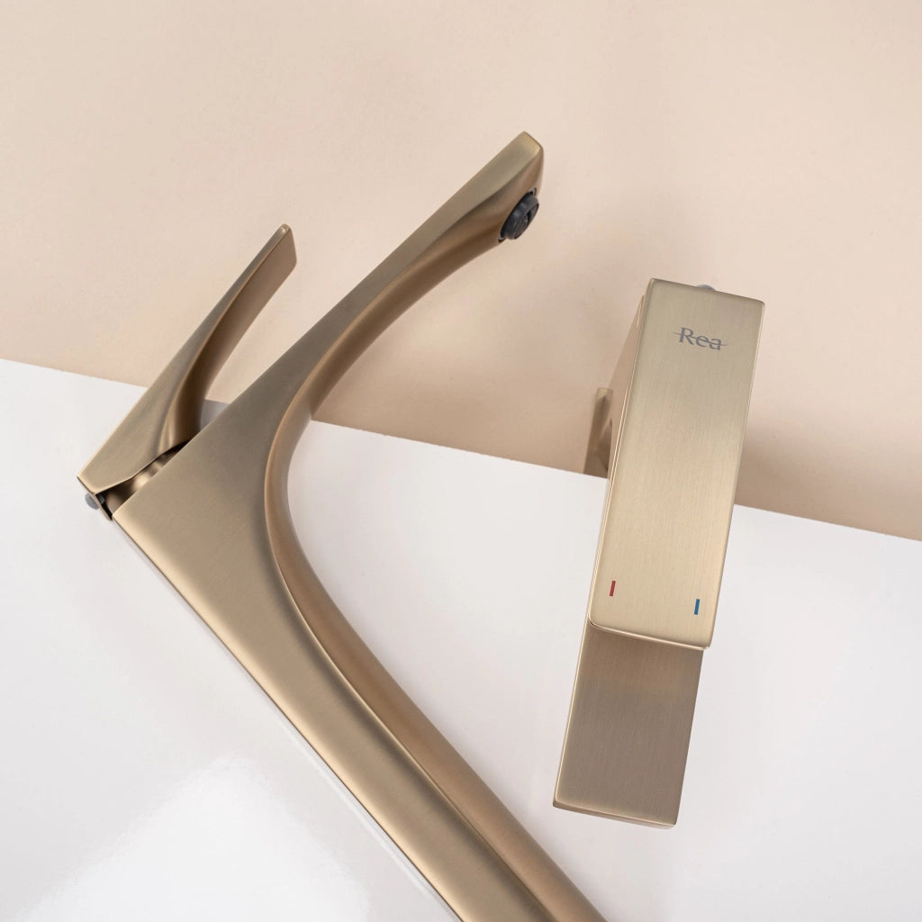 Rubinetto Da Lavabo Premium Rea Joe Brush Gold High