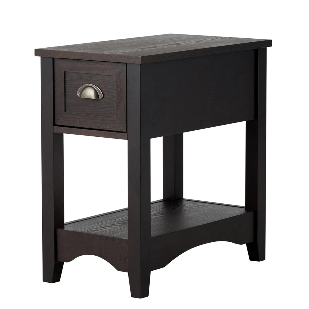Tavolino multifunzionale 56 x 33 x 58,5 cm con pratico vano portaoggetti stile retrò in MDF color gomma marrone rossiccio 20_0013889