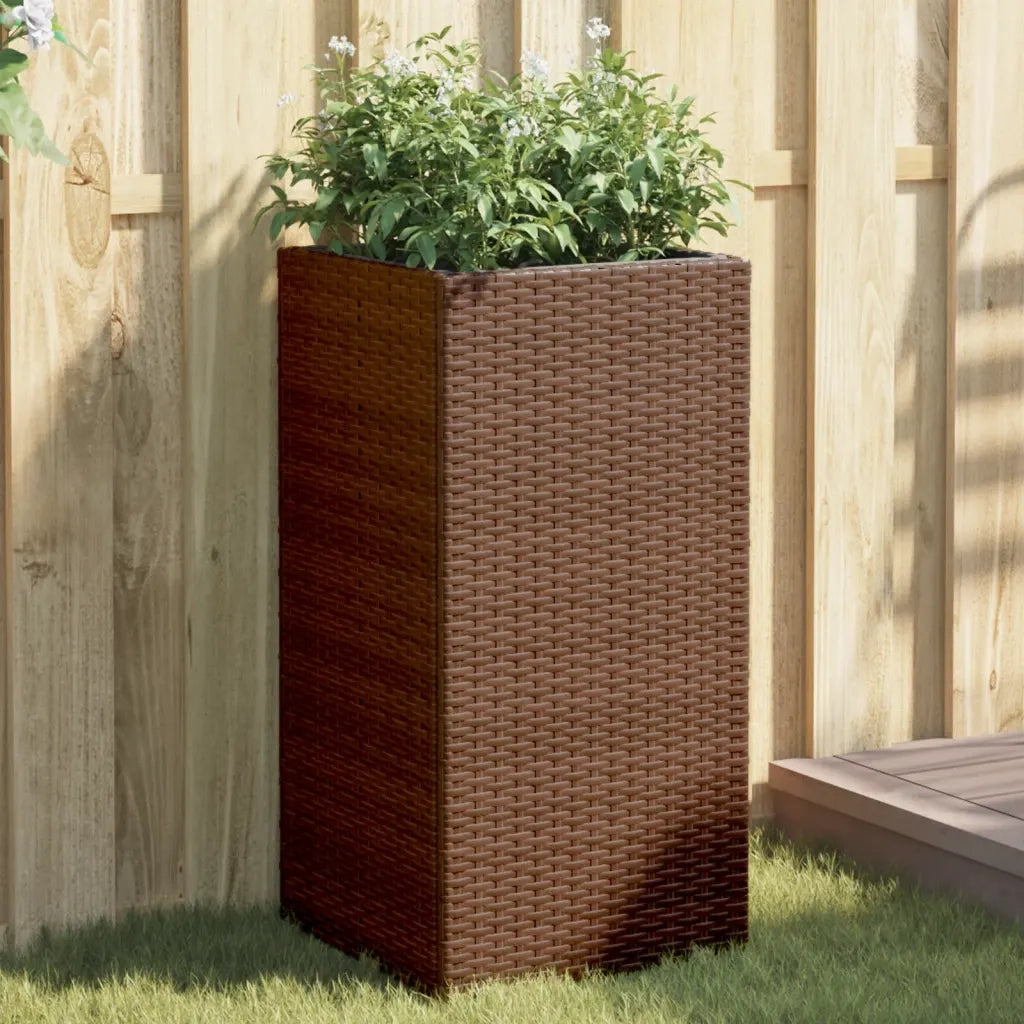 Fioriera | Cassetta per fiori | Vaso da Giardino Marrone 40x40x80 cm in Polyrattan