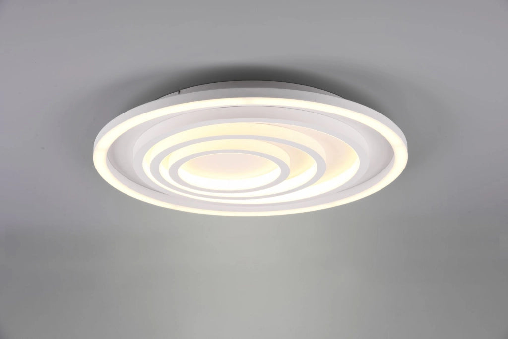 KAGAWA PLAFONIERA LED 40W 5000lm, 2700 - 6000K BIANCA TONDA CERCHI CON TELECOMANDO MULTIFUNZIONE D.50CM  DIMMERABILE