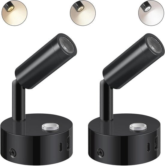 Lampada LED a LED a bassa tensione 12V per camper - Interruttore touch, connettori USB A e C, 3000K-6000K color temperature variabile