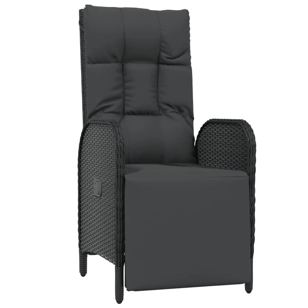 Set da pranzo da esterno in vimini di resina nera da 7 pezzi con cuscini inclusi mobili da giardino e cuscini (02_0014472)