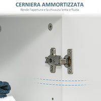 Mobile Bagno Moderno 60x30x80 cm con 2 Ante e Maniglie Argentate in MDF Bianco
