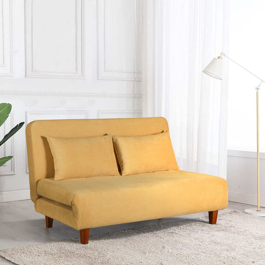 Divano Letto 2 Posti 146x91x82cm in Tessuto Giallo