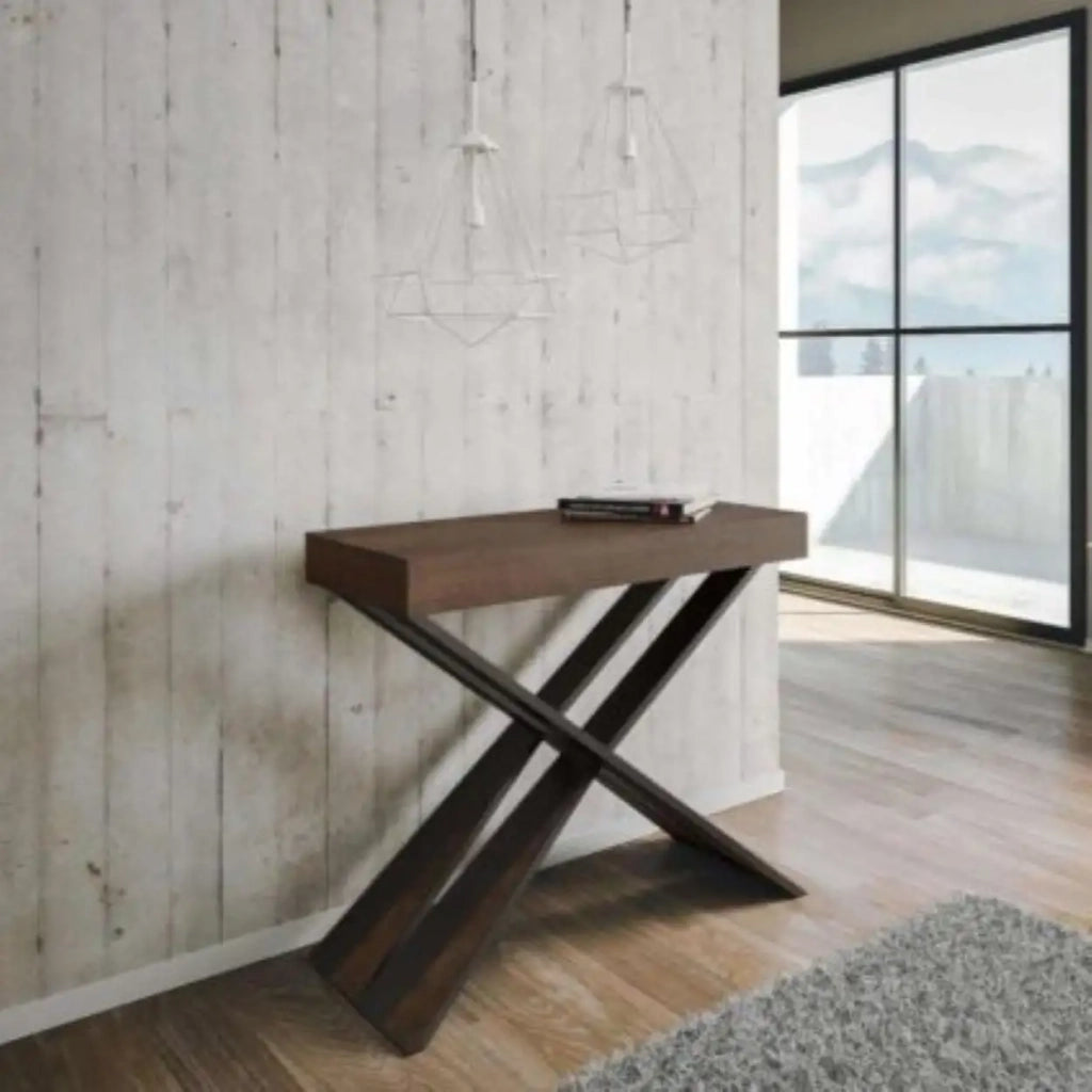 Consolle allungabile 90x40/300 cm Diago noce gambe antracite