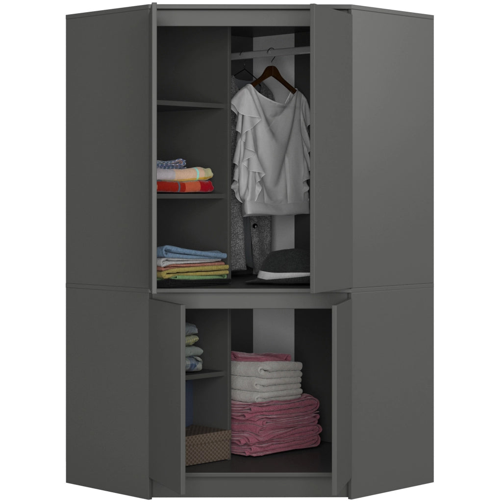 Armadio ad angolo AKORD S100 Grigia Grafite 100 cm 4 ante 100x50x180 cm