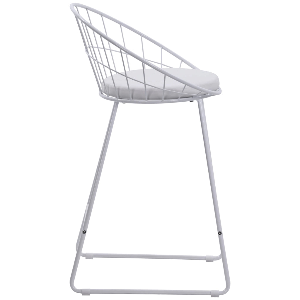 Set di 2 sgabelli da bar 65cm in metallo bianco e cuscino bianco ALEX