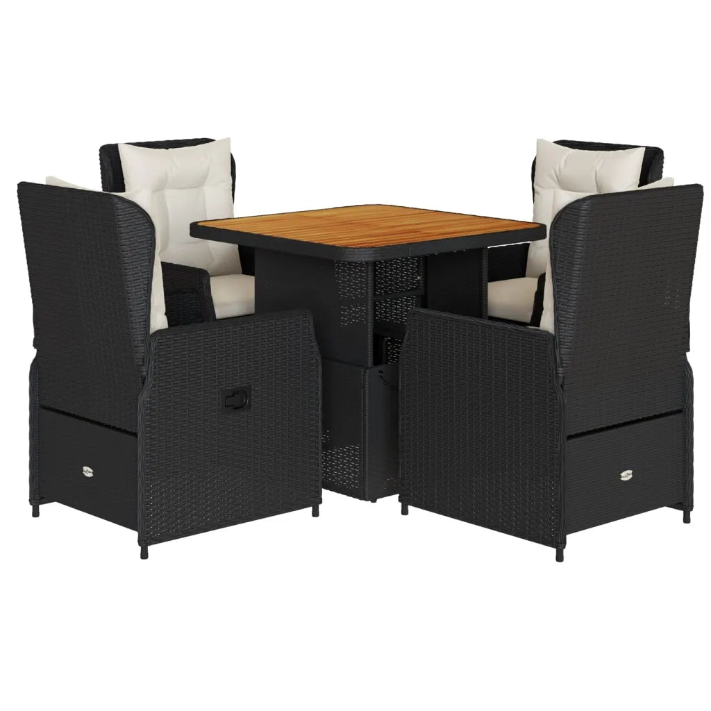 Set da Pranzo da Giardino 5 pz Nero con Cuscini in Polyrattancod mxl 117127