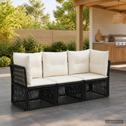 Set Divano da Giardino 3 pz Nero polyrattan 3434122