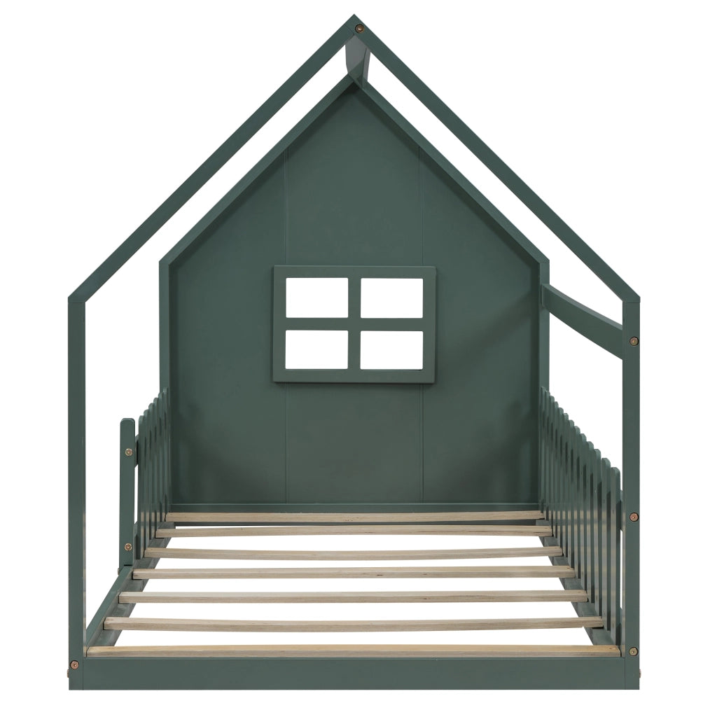 Letto a baldacchino bambini verde in pino e mdf 90x200 cm