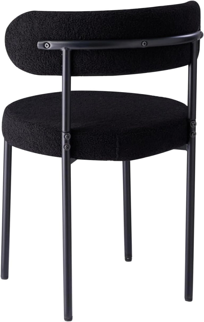 GrandCA HOME Set di 2 Sedie da Pranzo, Sedia da Cucina Imbottita con Rivestimento in Velluto Teddy, Adatta a Soggiorni, Sale da Pranzo e Camere da Letto, Nero