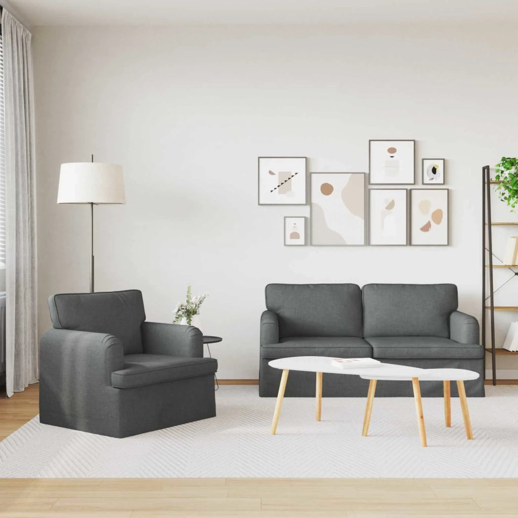 Set di divani 2 pcs Grigio scuro 162 x 80 x 85 cm Tessuto