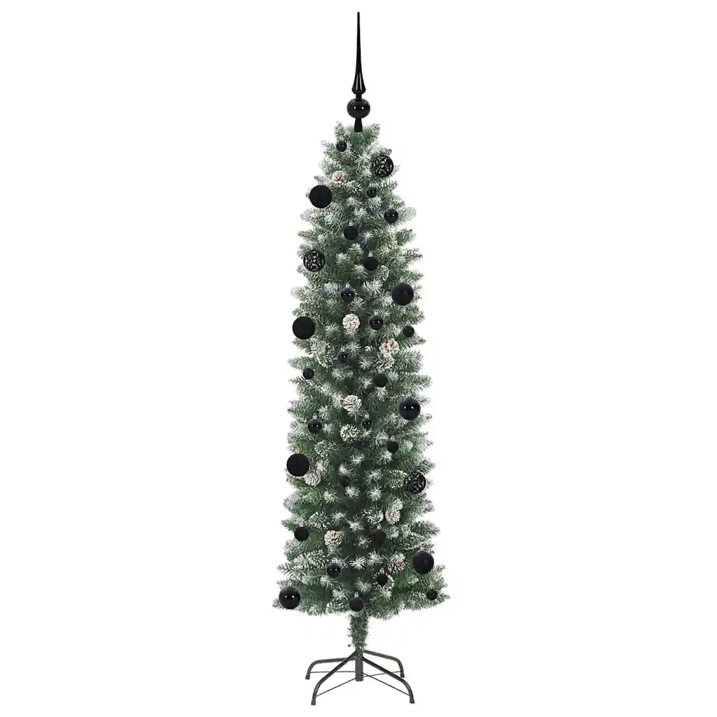 Albero di Natale Artificiale Sottile Verde e Bianco 150 cm 3395282