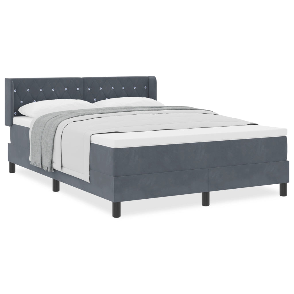 Letto con rete a doghe e materasso Grigio scuro 140x190 cm Velluto