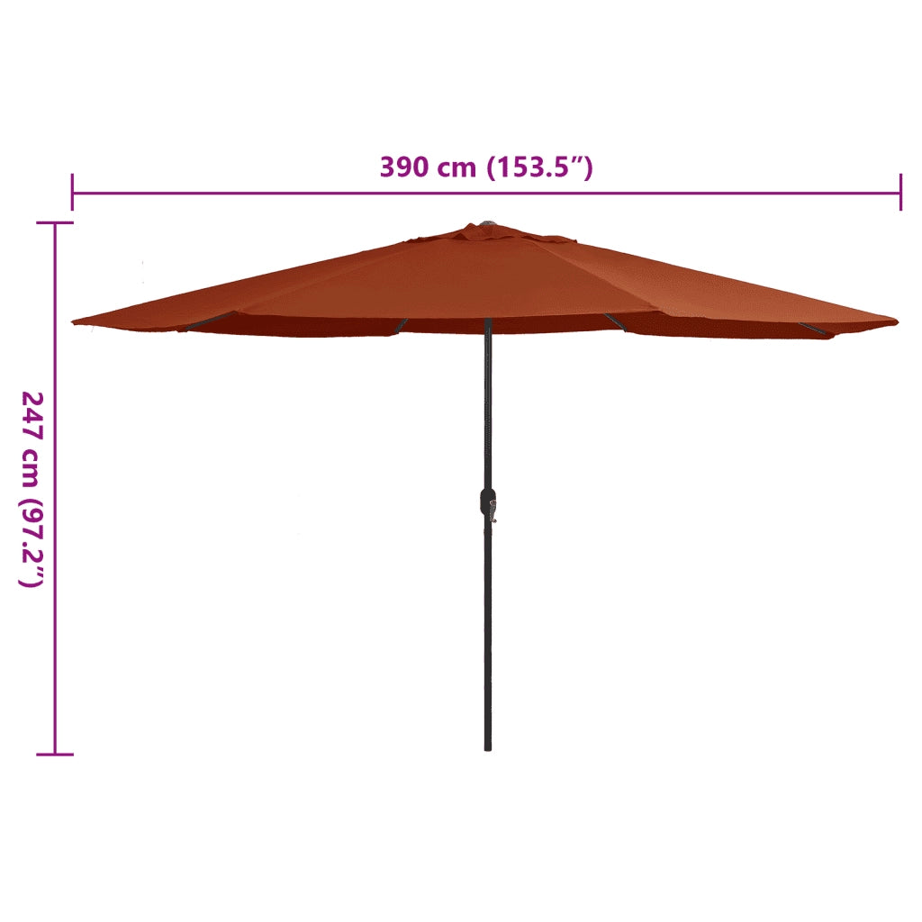 Ombrellone da Giardino-Ombrello da Balcone con Palo in Metallo 390 cm Terracotta